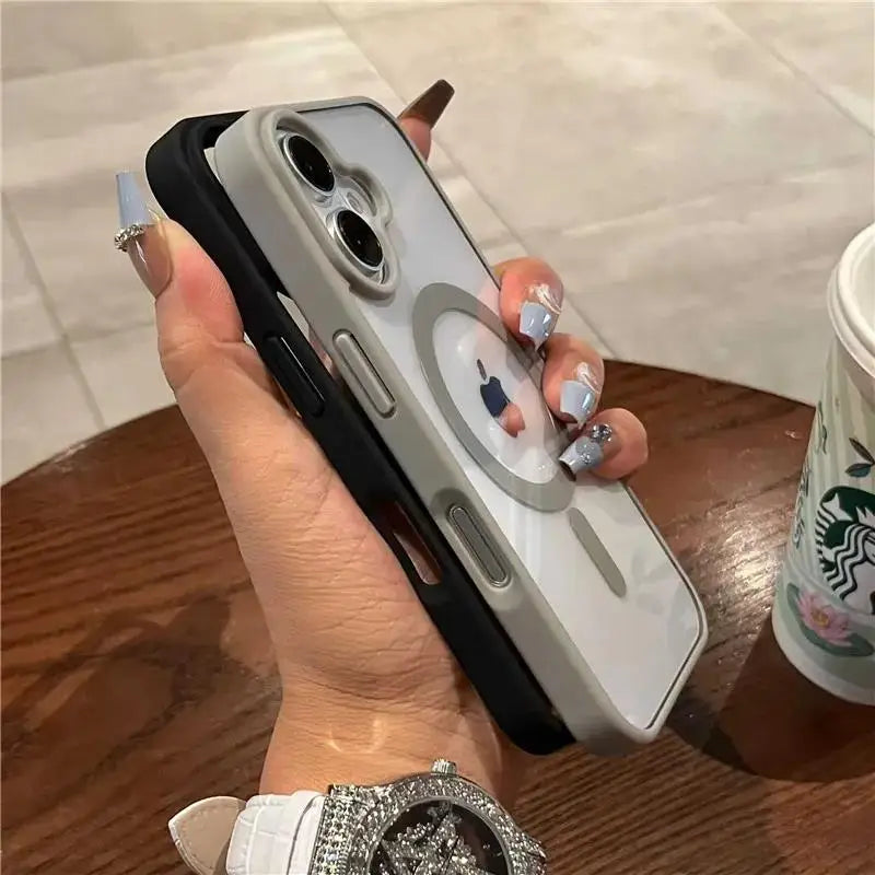 for Magsafe Transparent Case For iPhone 17 16 15 14 13 12 11 Pro Max 16 Plus Air Magnetic Wireless Charge Bumper Cover Cases