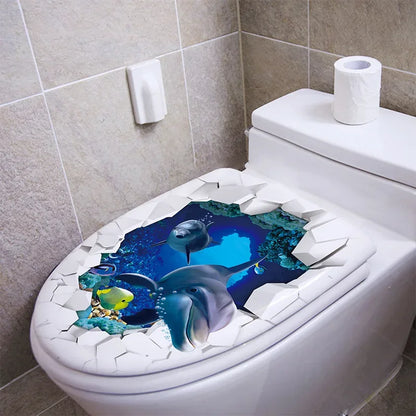 Toilet Sticker Strong Adhesive Toilet Sticker Decorative Sea Fish Toilet Sticker Waterproof Adhesive For Home 2025 Christmas