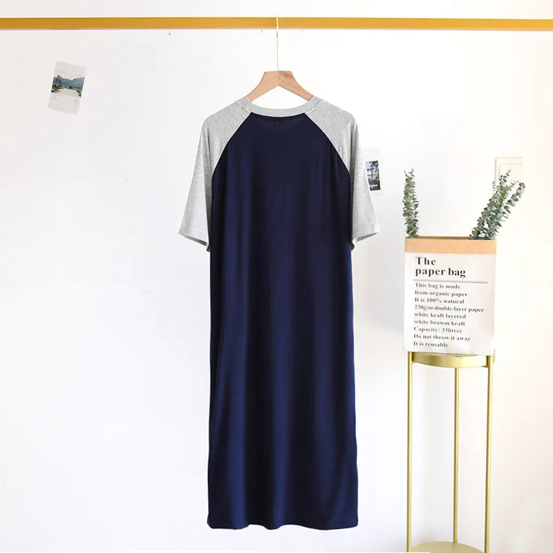 Plus Size 4XL 5XL Men's Summer Pajamas Modal Fabric Casual Soft Men's Nightgown Night Dress Male Oversized Bathrobe Mens Robe