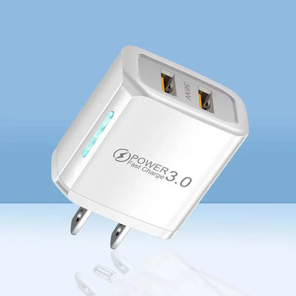 2 USB Charger 36W Fast Charging Double USB Quick Charge 3.0 for Samsung Xiaomi 14 HUAWEI OPPO Oneplus Mobile Phone Wall Adapter