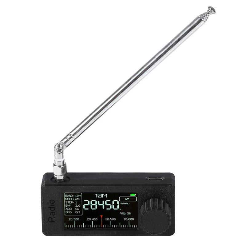 1.9inch IPS Screen LSB USB AM FM FM/AM Radio  0.5-108mhz SI4732 Mini Pocket Radio  HF SW MW VHF Radio with Donut  Antenna