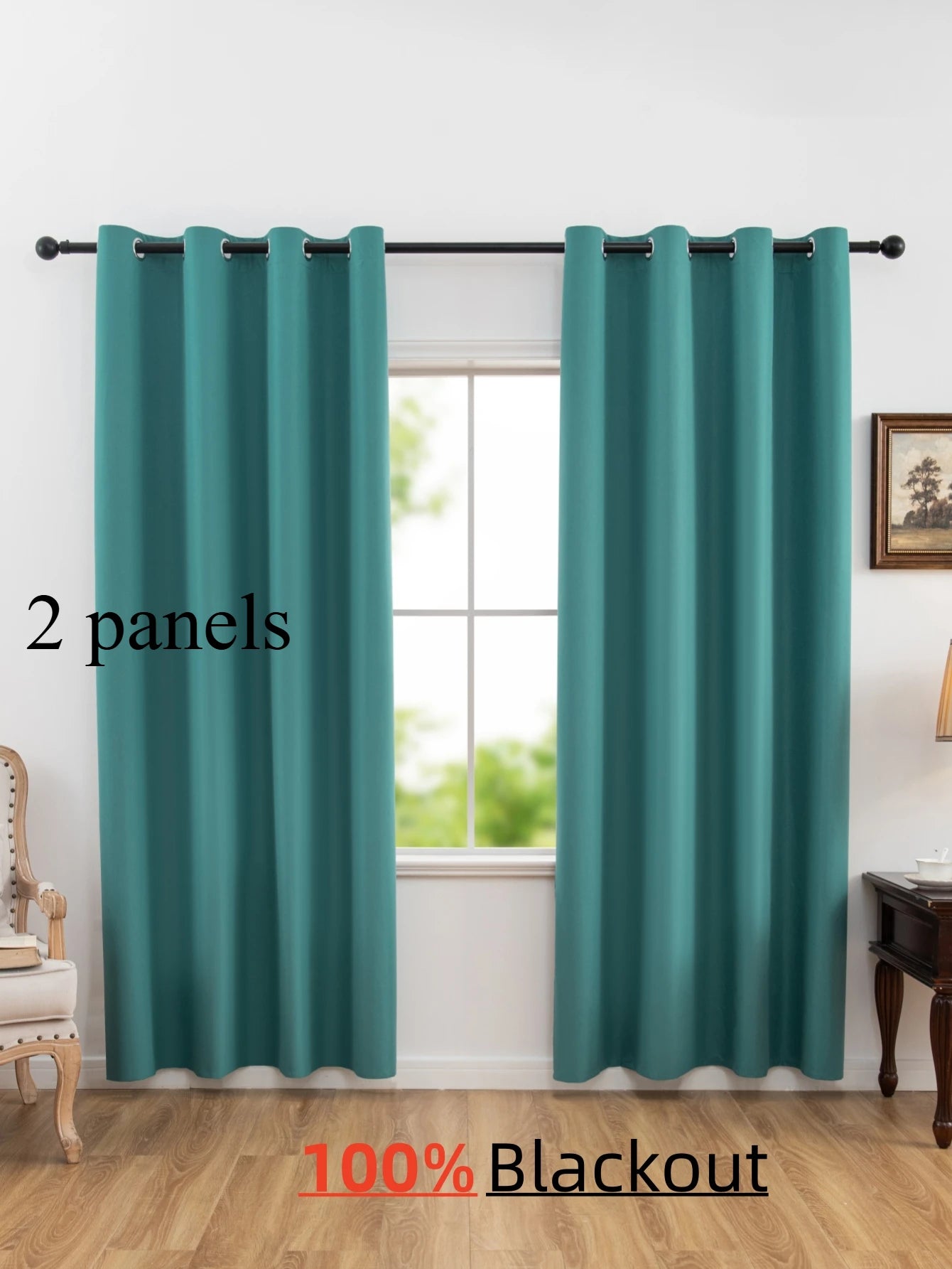 2pcs Solid 100% Blackout Curtain - Curtains for Bedroom and Living Room - UV Protection, Easy Sliding, and Stylish Design