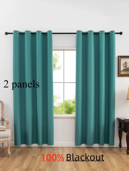 2pcs Solid 100% Blackout Curtain - Curtains for Bedroom and Living Room - UV Protection, Easy Sliding, and Stylish Design