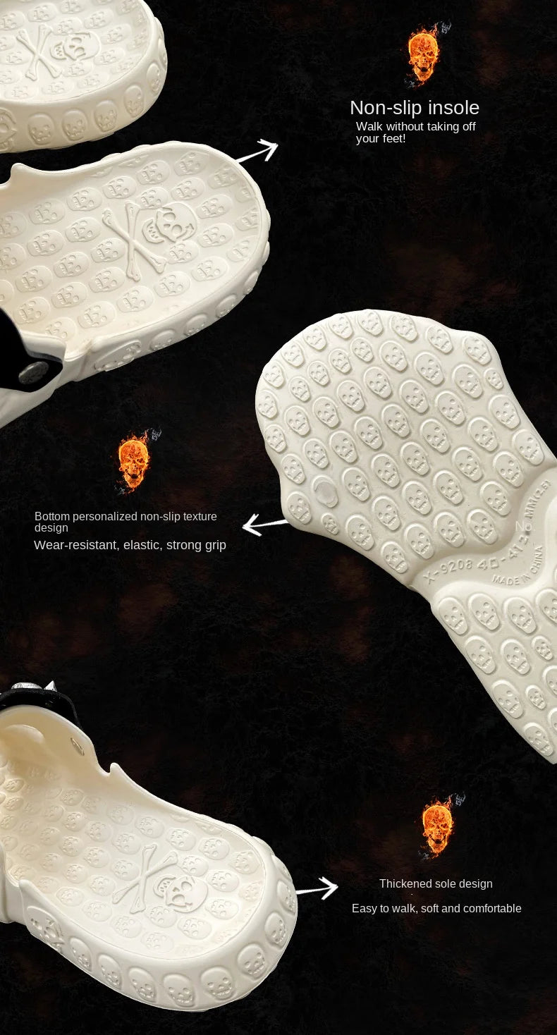 Skull Slides Sandals for Men Women Non-Slip Sport Cloud Slippers on Comfy Beach Halloween Skull Slides Home Thick Soft Shoes