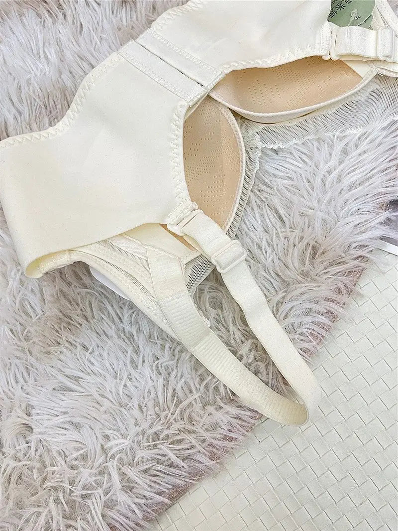 Victoria Style Lace Bra Large Chest Minimizer Ultra Thin Cup Wireless Comfort Push Up Sexy Lingerie Seamless No Underwire MOYISU