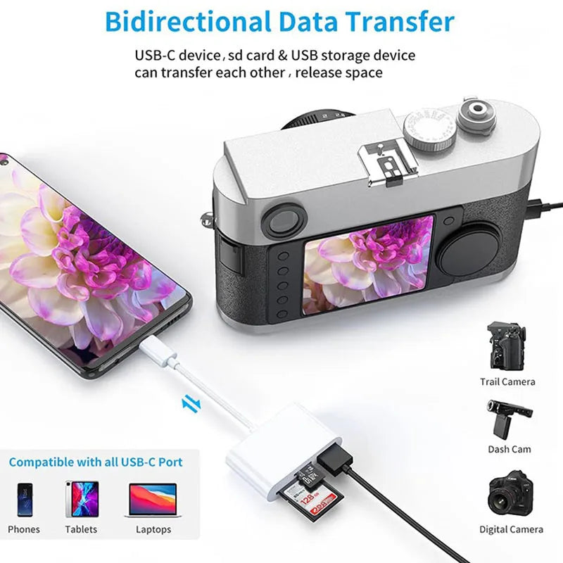 Type C Adapter TF SD Memory Card Reader OTG Writer Compact Flash USB-C for IPad Pro Huawei Macbook Samsung Xiaomi Cardreader