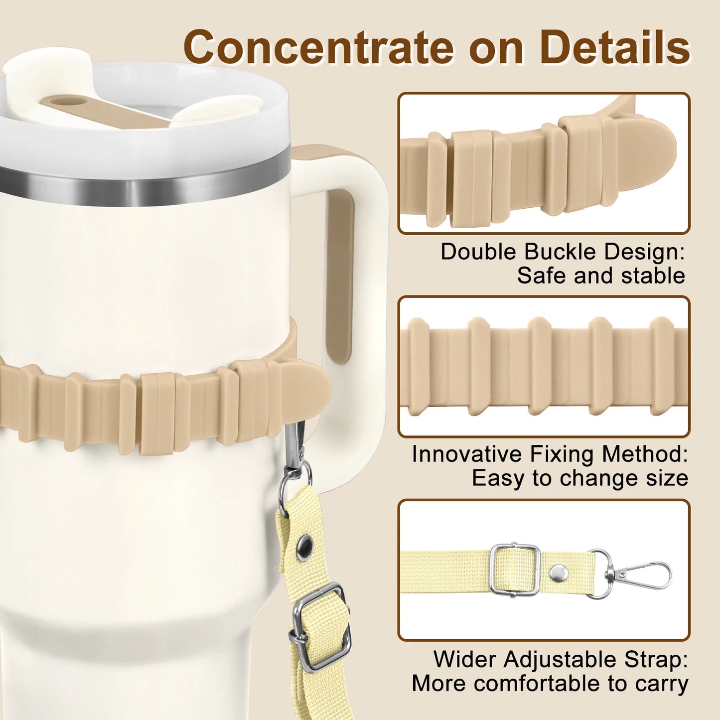 Eary Silicone Portable Water Bottle Carry Strap Handle Adjustable Water Bottle Sling Carrier With Strap Universal Cup Accessory
