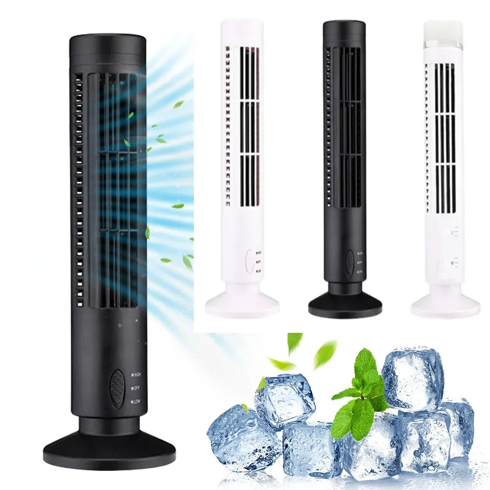 2.5W 38CM/33CM LED Tower Fan No Leaf  2 Gear Speed Stand Up Tower Fan Portable Electric Floor Fan for Living Room Bedroom Office