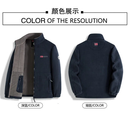 new men's fleece with fleece thickened warm windproof outdoor casual storm jacket fashion men's coat