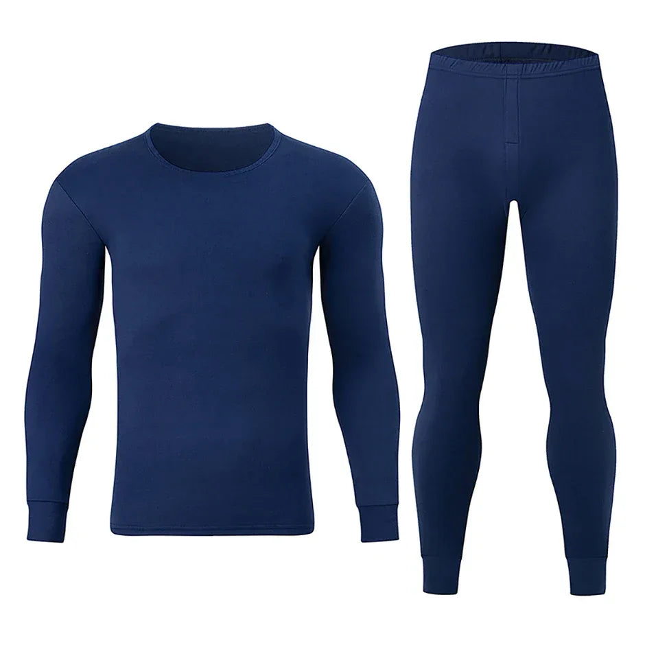 2-piece Autumn And Winter Men's Solid Color Simple and Versatile Round Neck Warm Underwear Set Comfortable Youth Home Clothes
