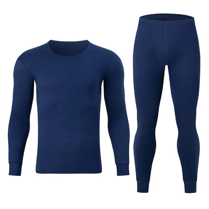 2-piece Autumn And Winter Men's Solid Color Simple and Versatile Round Neck Warm Underwear Set Comfortable Youth Home Clothes