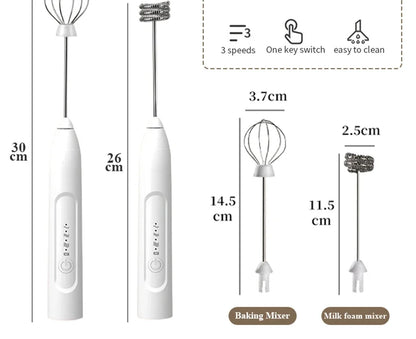 2-in-1 Kitchen Items USB Charging Electric Egg Beater Mini Blender Kitchens Accessories Mixer Household Gadgets Double Head Bar