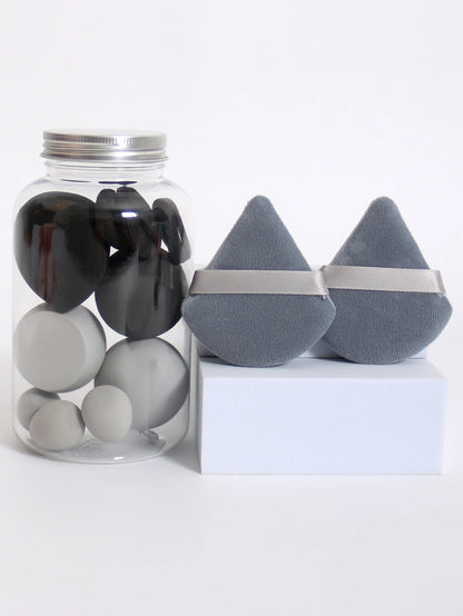 12Pcs Makeup Sponge Set with Storage Jar Latex-Free, Makeup Sponge Finger Puff, Dual-Use Wet & Dry Foundation Cosmetic Puffs
