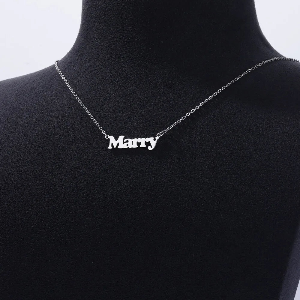 Custom Bubble Initial Letter Name Necklace For Women Men Personalized Letter Necklace  Stainless Steel Jewelry Mother's Day Gift
