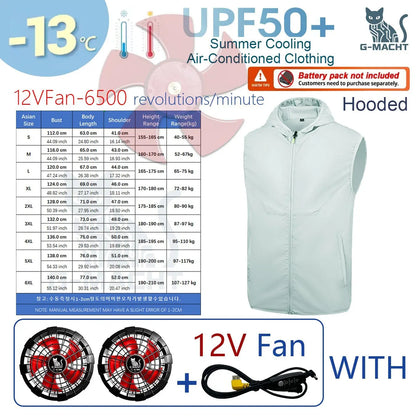 Summer Cooling Vest Men USB Charging Fan Sleeveless Jacket Air Conditioning Clothing Breathable Cool Working Coat for Outdoor Wo