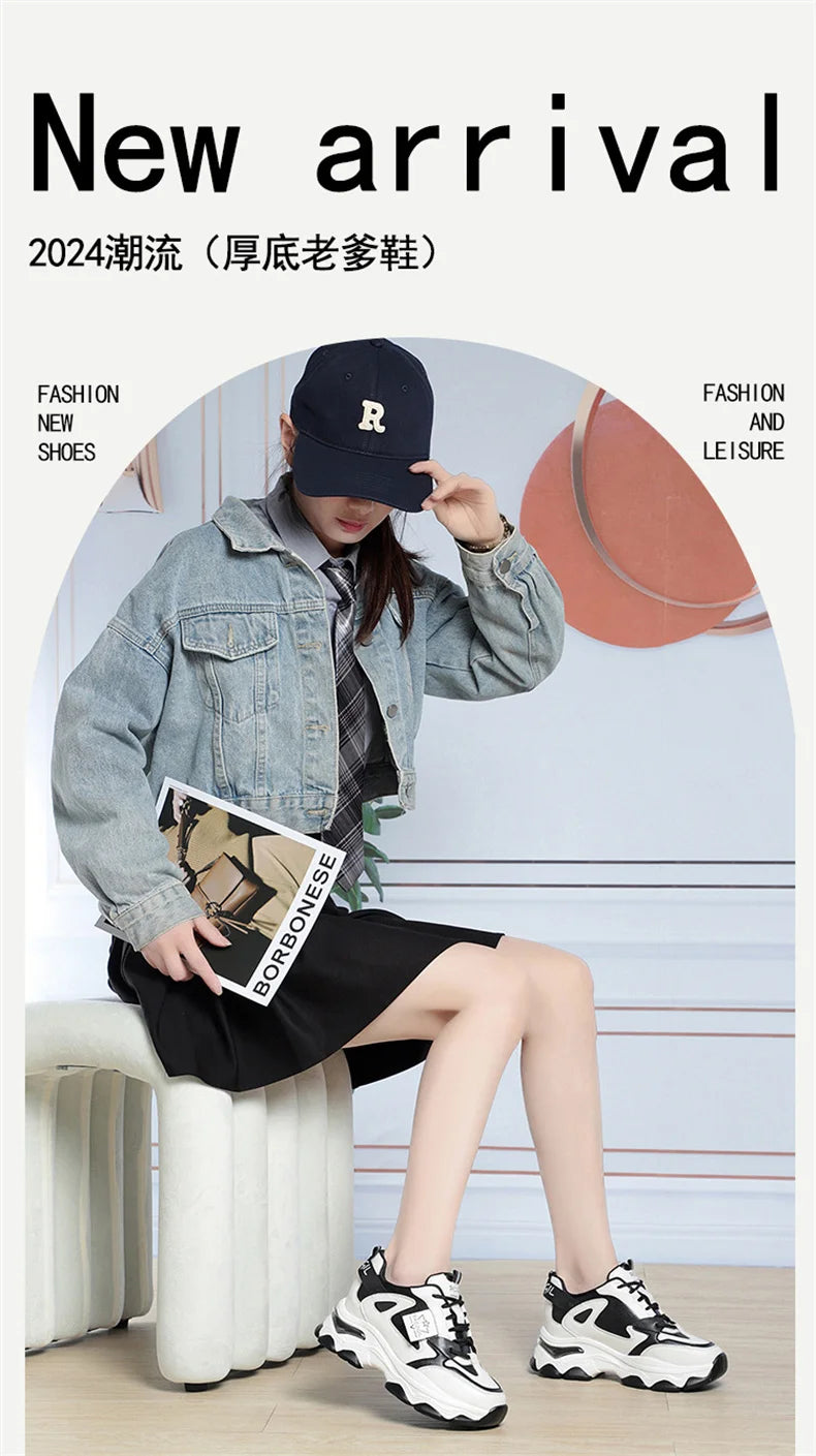 Spring Height Increasing Round toe Versatile Women Platform Causal Shoes Fashion Breathable Sport Designer Sneaker