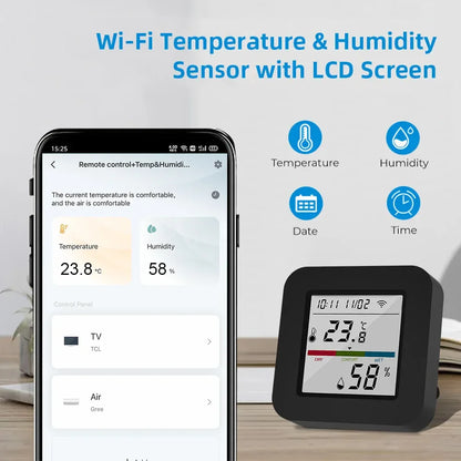 Tuya Smart Universal IR Remote With Temperature Humidity Sensor for Air Conditioner TV AC Works with Alexa Google Home Yandex