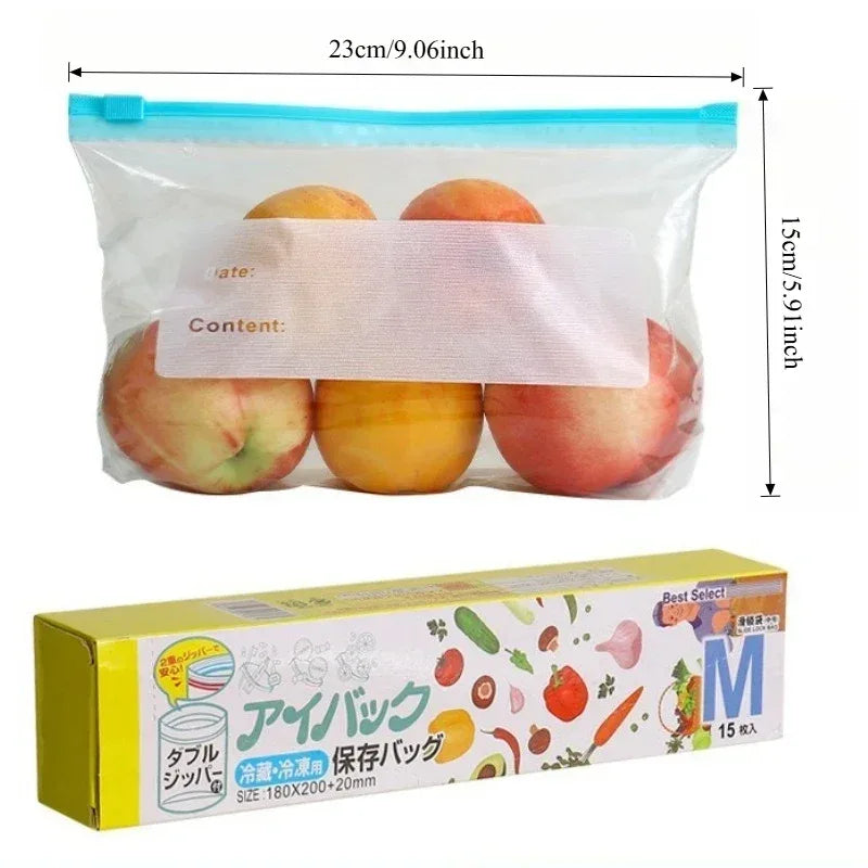 Multiple Sizes Kitchen Supplies Transparent and Visible Thick and Durable Sealing Bag for Food Eco-friendly Cling Bag Zip Bags