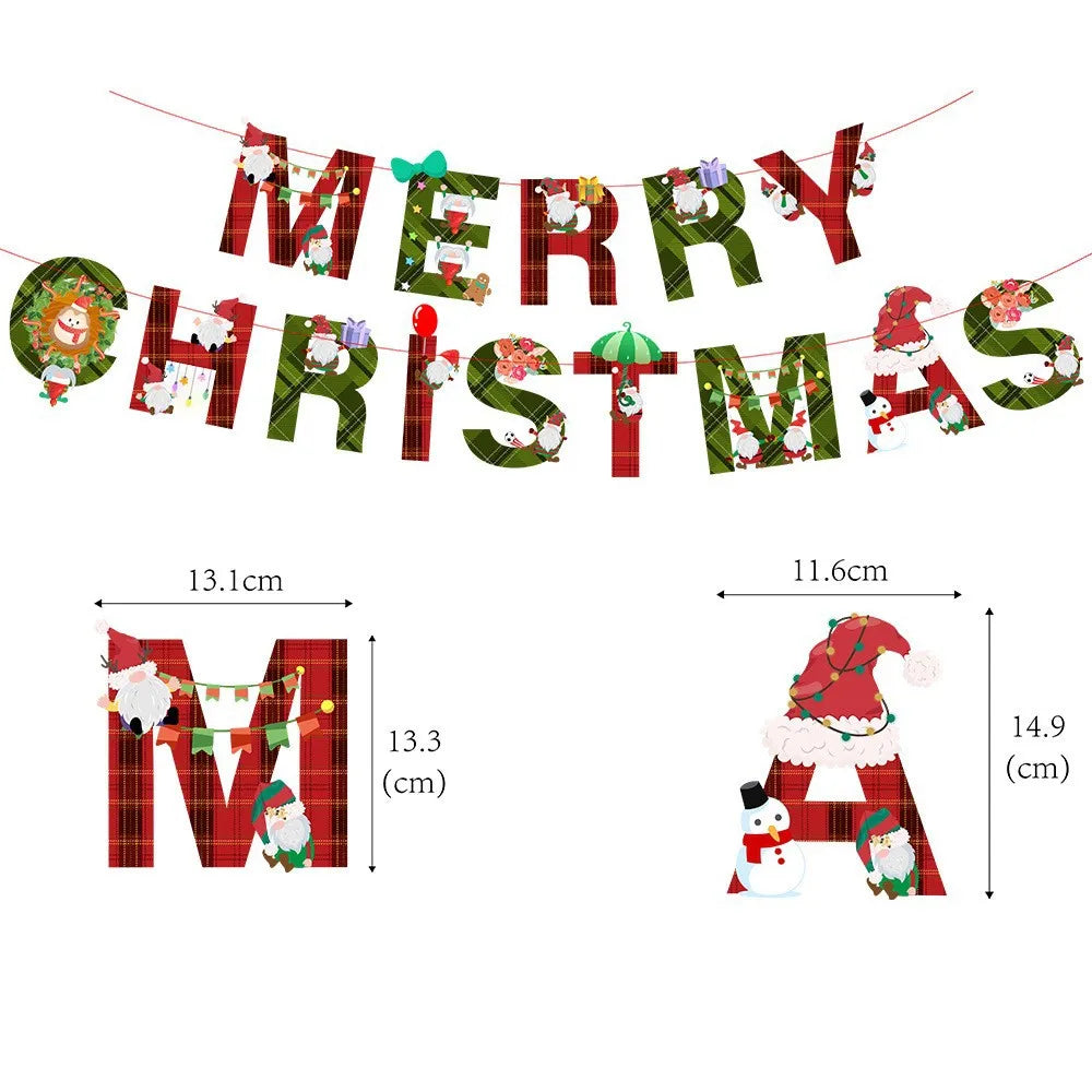 Christmas Banner Tree Ornaments Merry Decoration for Home 2025 Santa Claus Pendant Xmas Gifts New Year 2026 Flag Party Pulling
