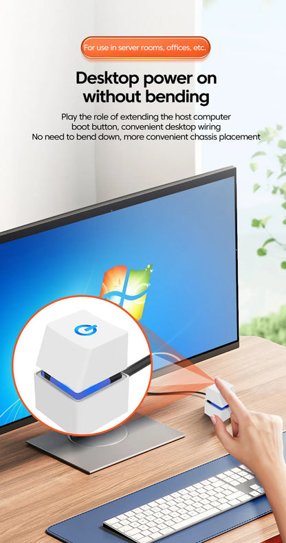 2M Desktop Computer Power Switch PC Motherboard External Desktop Start Power On/Off Button Extension Cable for Home Office