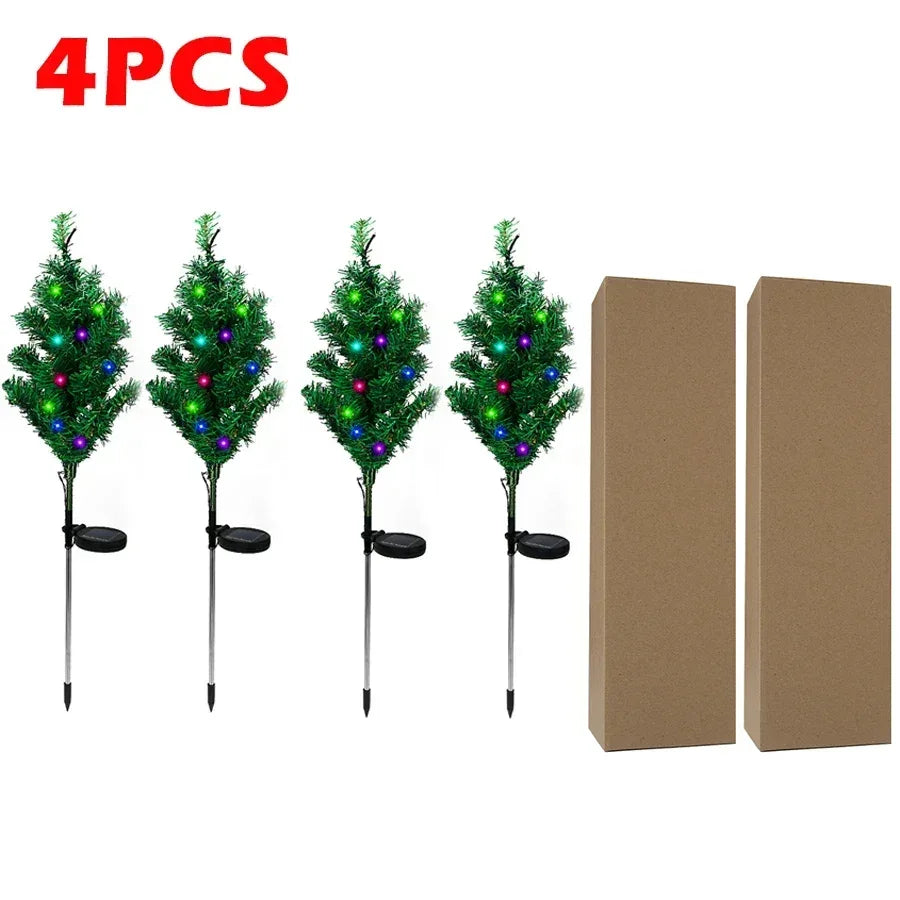 Solar LED Lights Christmas Tree Lawn Lamp Holiday Lantern For House Festive Wedding Courtyard Garden Decoration RGB Light