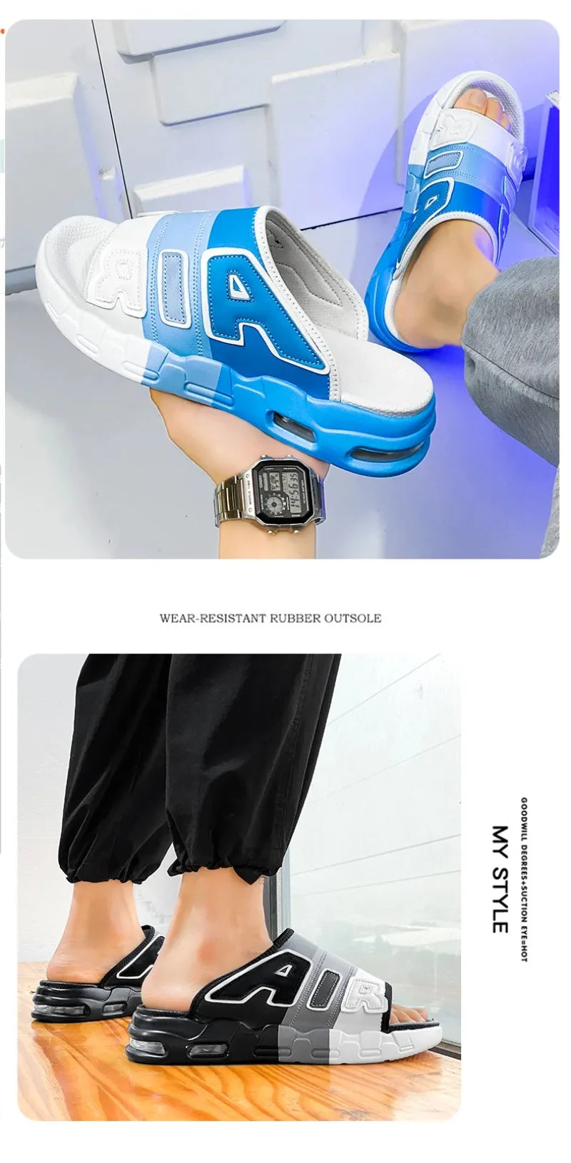 High Quality Slippers for Men Air Cushion Design Slide Man Summer New PVC Soft Non Slip Mens Sports Flip Flops Chanclas Hombrew
