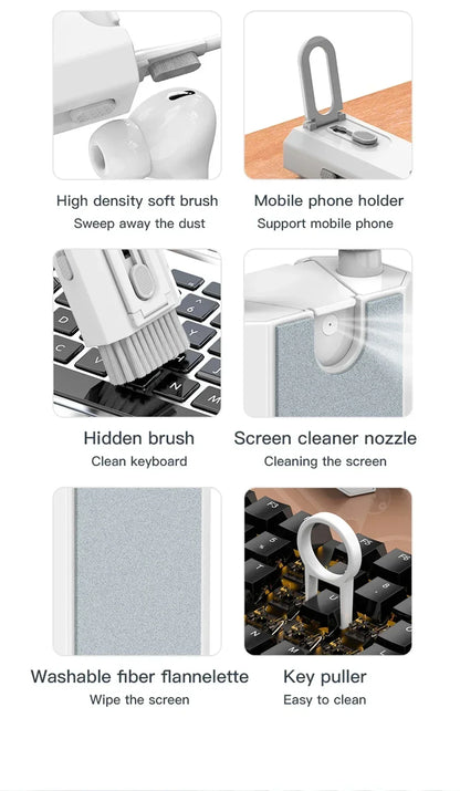 8 In1 Cleaning Kit Computer Keyboard Cleaner Brush Earphones Cleaning Pen For Headset Phone Cleaning Tools Keycap Puller
