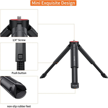Upgrade U-Vlog Lite Mini Tripod with 360 Ball Head & Cold Shoe Selfie Stick Tabletop Tripod for Iphone Android Phone DSLR Camera