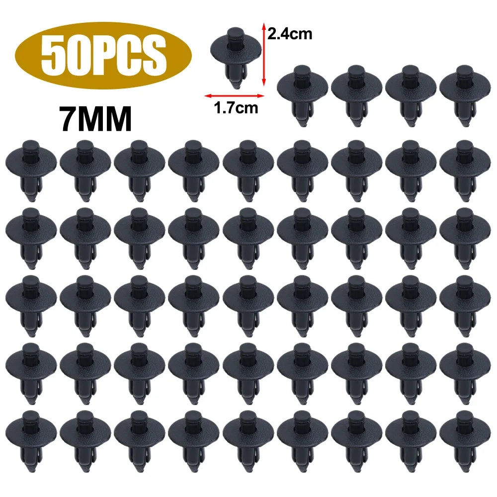 Car 8mm/6mm Hole Plastic Rivets Fastener Push Clip Black Auto Vehicle Door Trim Panel Retainer Fastener Clip Car Accessories