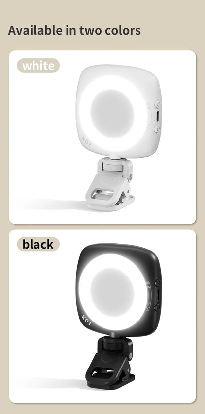 Phone Selfie Light 2700K-6500K Portbal Pocket Make UP Fill Light with Rechargable Battery Clip Rig Photo Lamp for Beauty Ring