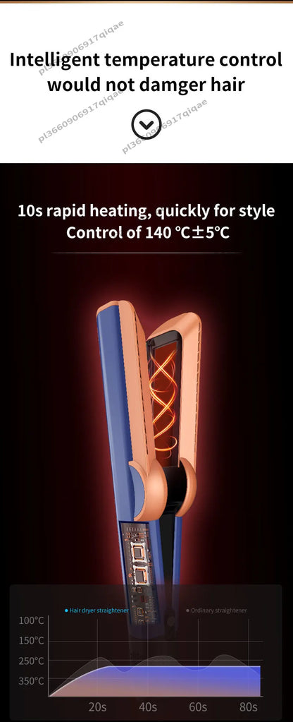 2 IN 1 Hair-care Airstrait Hair Straightener Hair Dryer Negative Ion Hair Styler Long-Lasting Styling Tool Hairdryer Machine