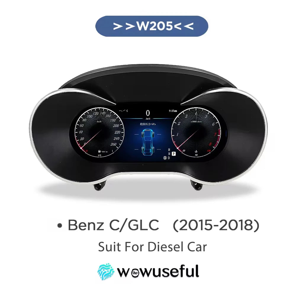 12.3''  Instrument Paneel Cockpit For  Benz C GLC S205 W205 V205 117 X253 2015-2018 Ntg5.0 4.5 5.5Auto Digital Dashboard Cluster