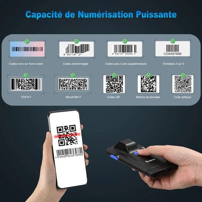Eyoyo EY-017 2D Back Clip Bluetooth Barcode Scanner Portable Barcode Reader Data Matrix Code 1D 2D QR Scanner Android IOS System
