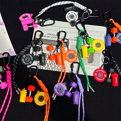 Fitness Keychain Gym Lover Barbell Key chain Weightlifting Keyring Silicone Weight Plate Gym Gifts Workout Gifts Bag Charm Backp