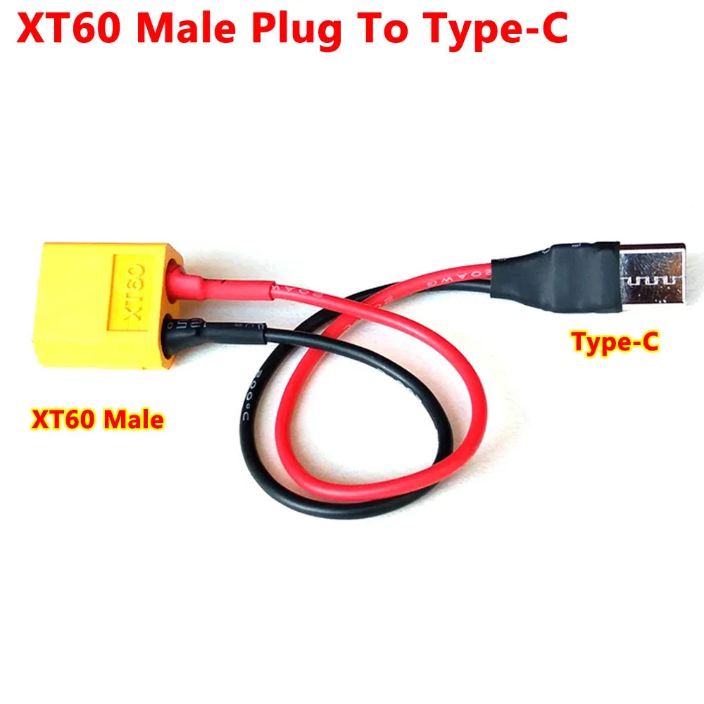 XT60 Male Plug To Type-C With 12cm 20awg Silicone Wire Connector Power Adapter Cable for ISDT PD60 RC Quadcopter