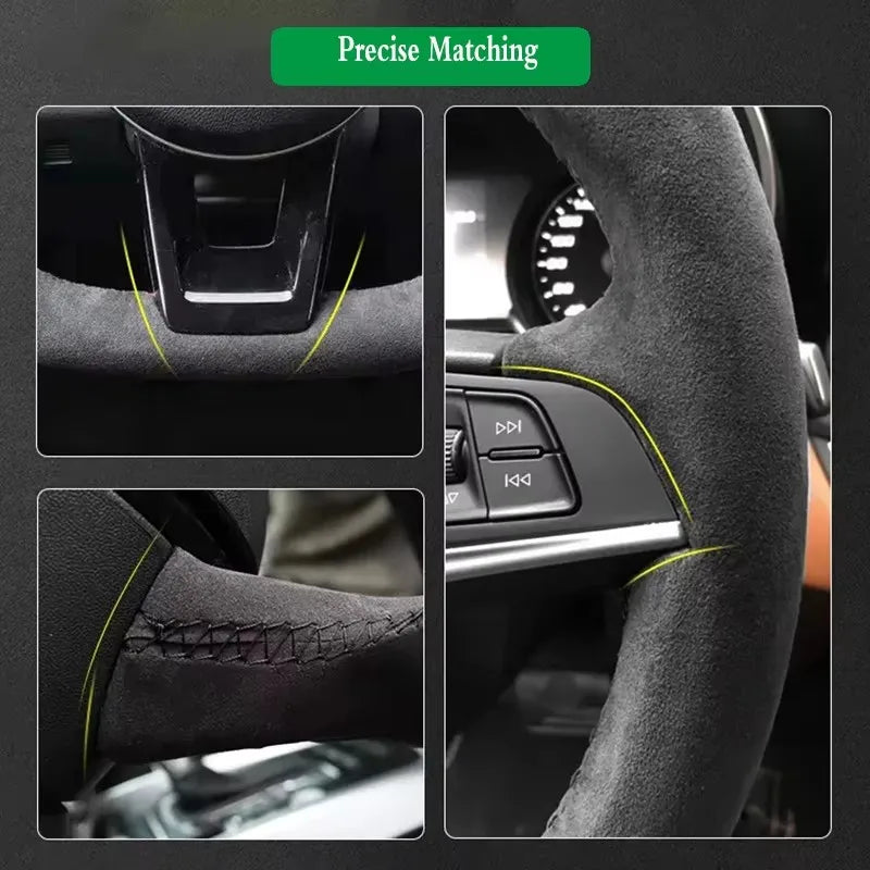 For SEAT Hand Stitched Nappa Leather Universal Car Steering Wheel Cover by PDG ibma