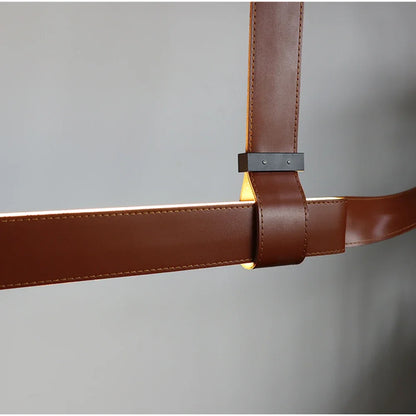 Minimalist LED Leather Pendant Chandelier Dining Table Hanging Lamp Office Pendant Lamp For Hotel Chandeliers Belt Home Decor