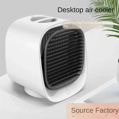 New Desktop Water Cooling Fan Mini Refrigeration Air Conditioner USB Air Cooler Convenient Mobile Humidification High Wind Spray