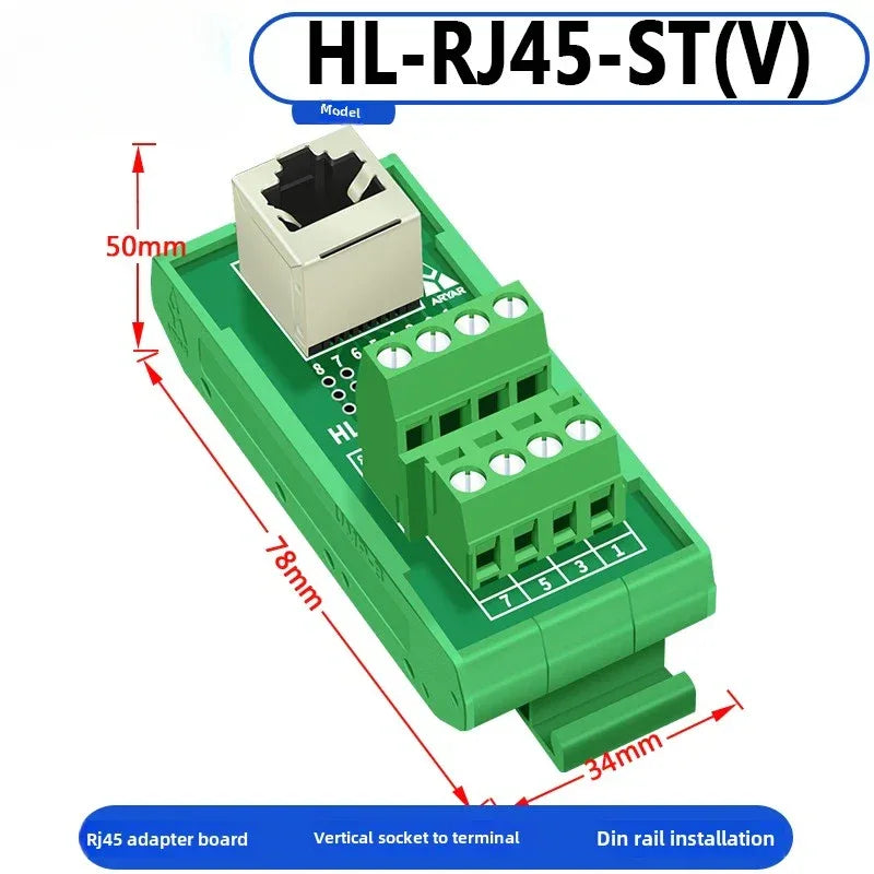 RJ45 adapter terminal RJ45 adapter terminal Cat5e Cat6 adapter board network port DIN35 guide rail installation