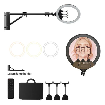SH 18 Inch Knob Ring Light LED Selfie Video Lamp With Tripod Stand Phone Clip For YouTube Live Lighting Photo Photography Studio