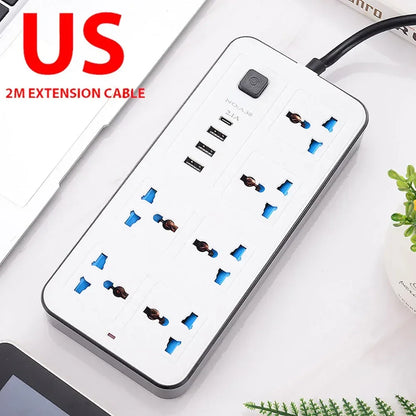 Universal Power Strip AC Outlet With Extension Cable Type C USB Ports Charger Electrical Socket For iPhone POCO Samsung Xiaomi