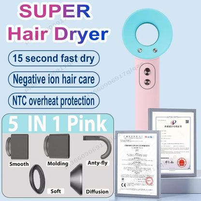 1600W Professinal Leafless Hair Dryer Negative Ion Hair Care Hairdryer Home Powerful Blow dryer Styling Toos Gift For Women