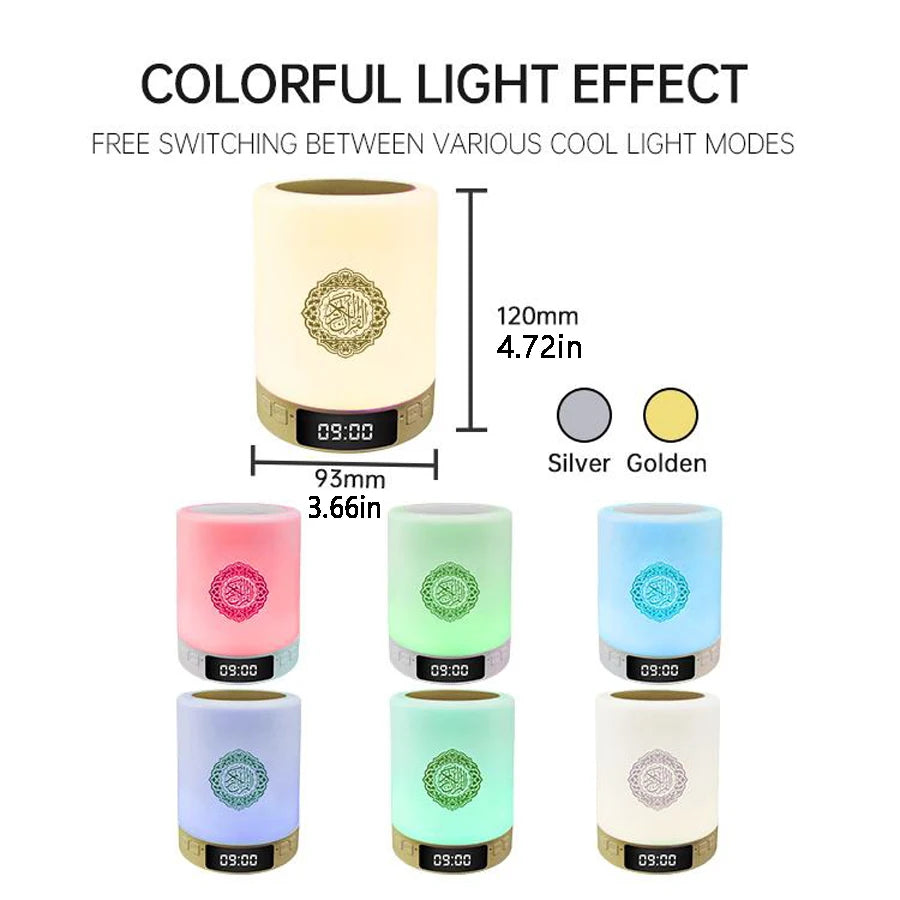 Muslim Arabic Koran Azan Clock Islam Night Light Wireless Bluetooth Speaker Quran Portable Bright Lamp Arab Islamic Holy Ramadan
