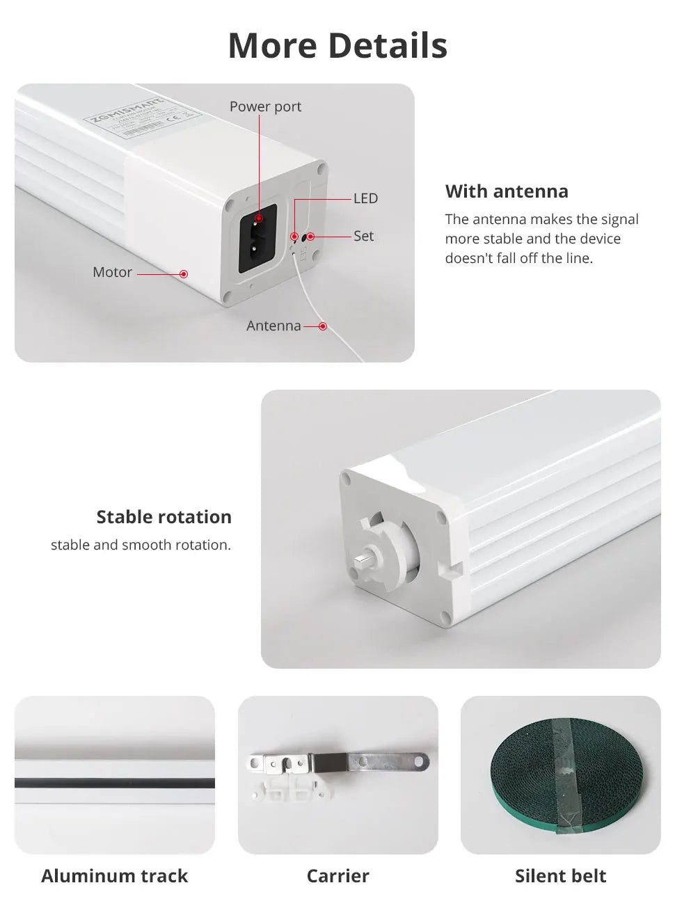Zemismart Zigbee Curtain Track Work with Tuya Smart Life Alexa Echo Google Home Control SmartThings Electric Curtains