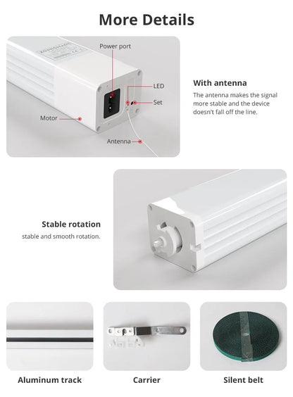 Zemismart Zigbee Curtain Track Work with Tuya Smart Life Alexa Echo Google Home Control SmartThings Electric Curtains