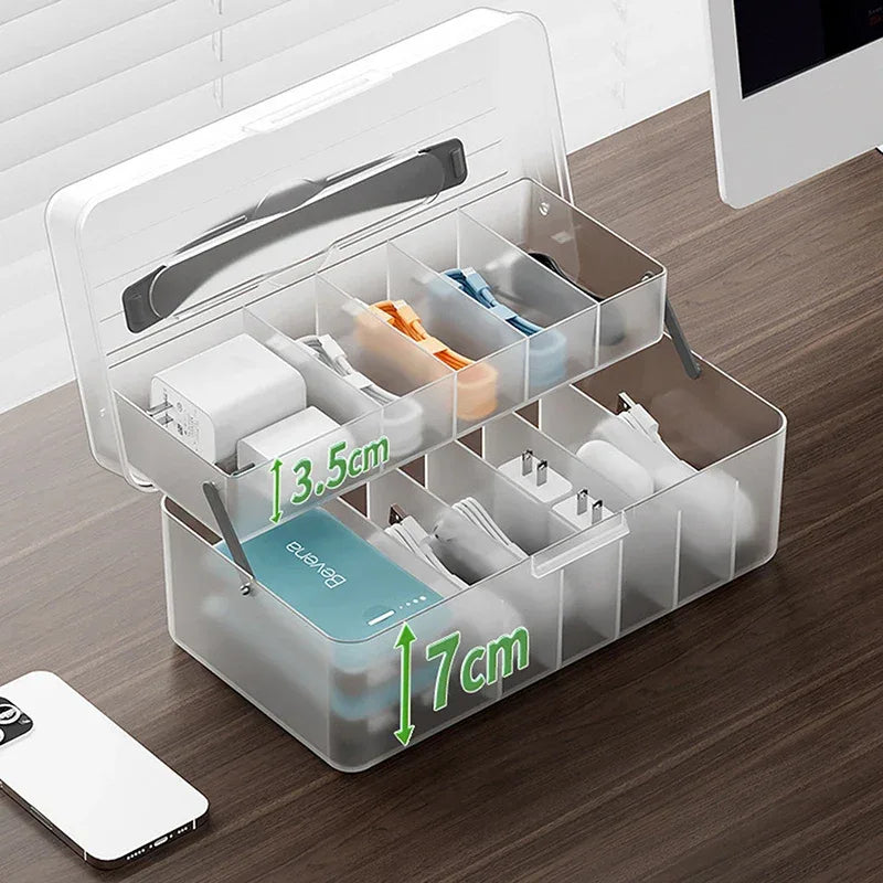 1pc Data Cable Storage Box Power Charging Cable Mobile Phone Charger Plug Organizer Desktop Cable Management Bobbin Winder