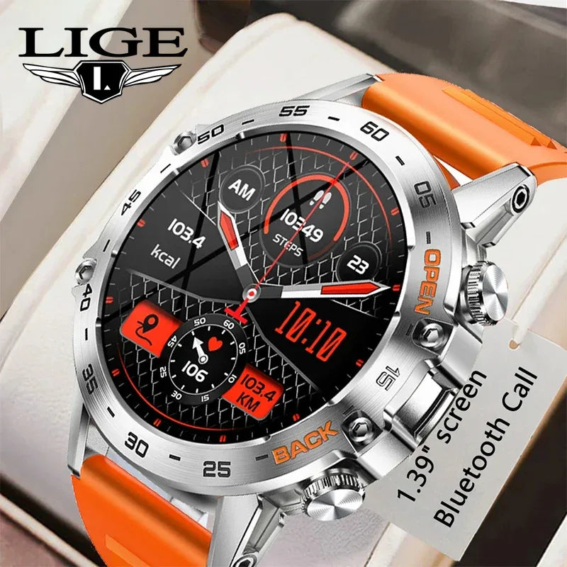 LIGE 2025 ECG+PPG Smart Watch Men 466*466 AMOLED Screen Heart Rate Blood Pressure Body Fat Monitor Bluetooth Call NFC Smartwatch