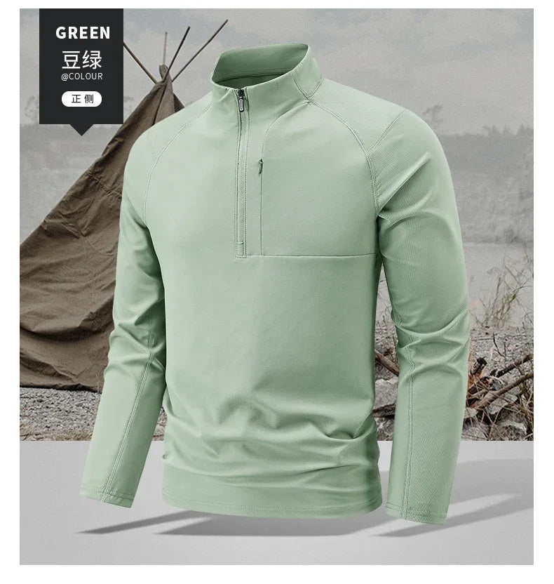 Quick Dry Men's Polo Shirt Stand Collar Pullover Male Long Sleeve Half Zipper Spring Big Size Plus Large 6XL 7XL 8XL Sport Golf
