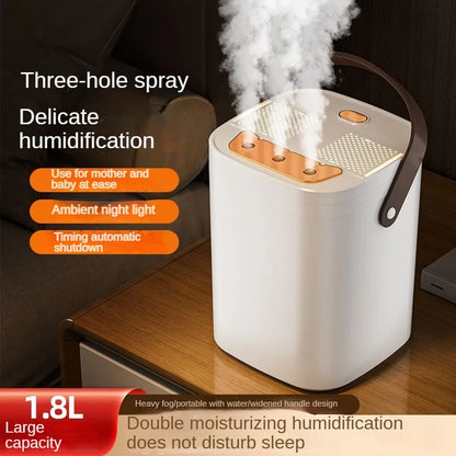USB three nozzle humidifier 1.8L large capacity household air humidifier aromatherapy diffuser LED night light spray