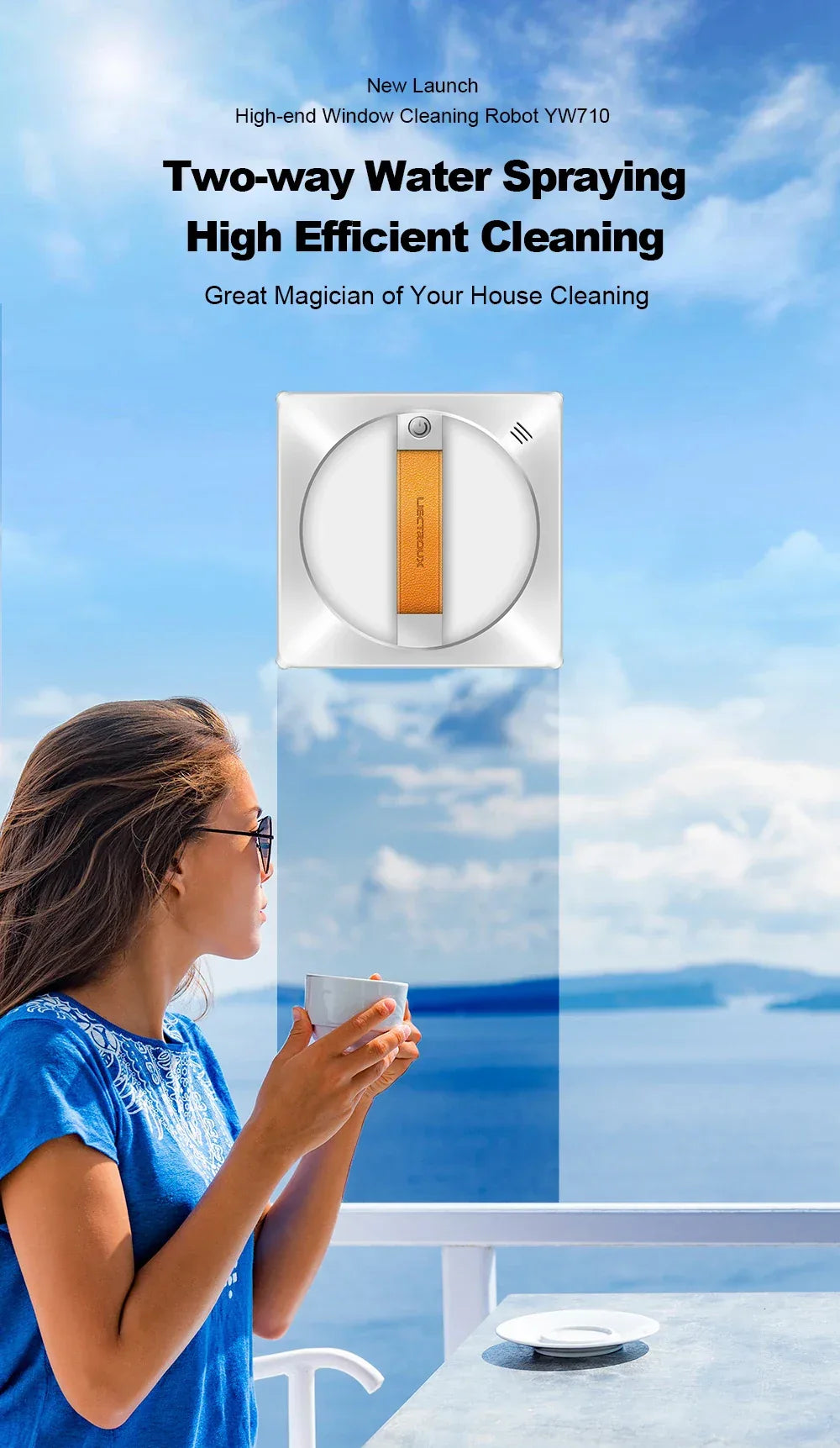   (promo code: AEEU03 )Liectroux YW710 Robot Window Cleaner,Double Water Spray,Strong Vacuum,Home Floor Wall Window Cleaning Robot,App&Remote Control